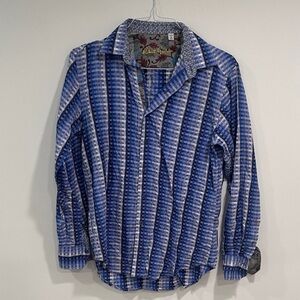 Robert Graham Blue and White Striped Men's Shirt